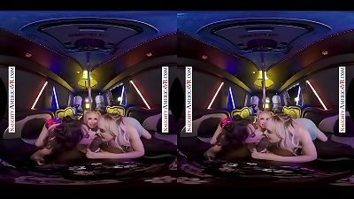 insatiable America - After the rave, the super slurps and sexy, Daisy Stone, Lilly Bell, & Mila Taylor, proceed the partying by sharing Daisy's boyfriend's fat bone